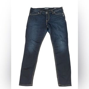 SILVER JEANS SUKI MID SUPER SKINNY Dark Blue Women's Jeans size 18 L31